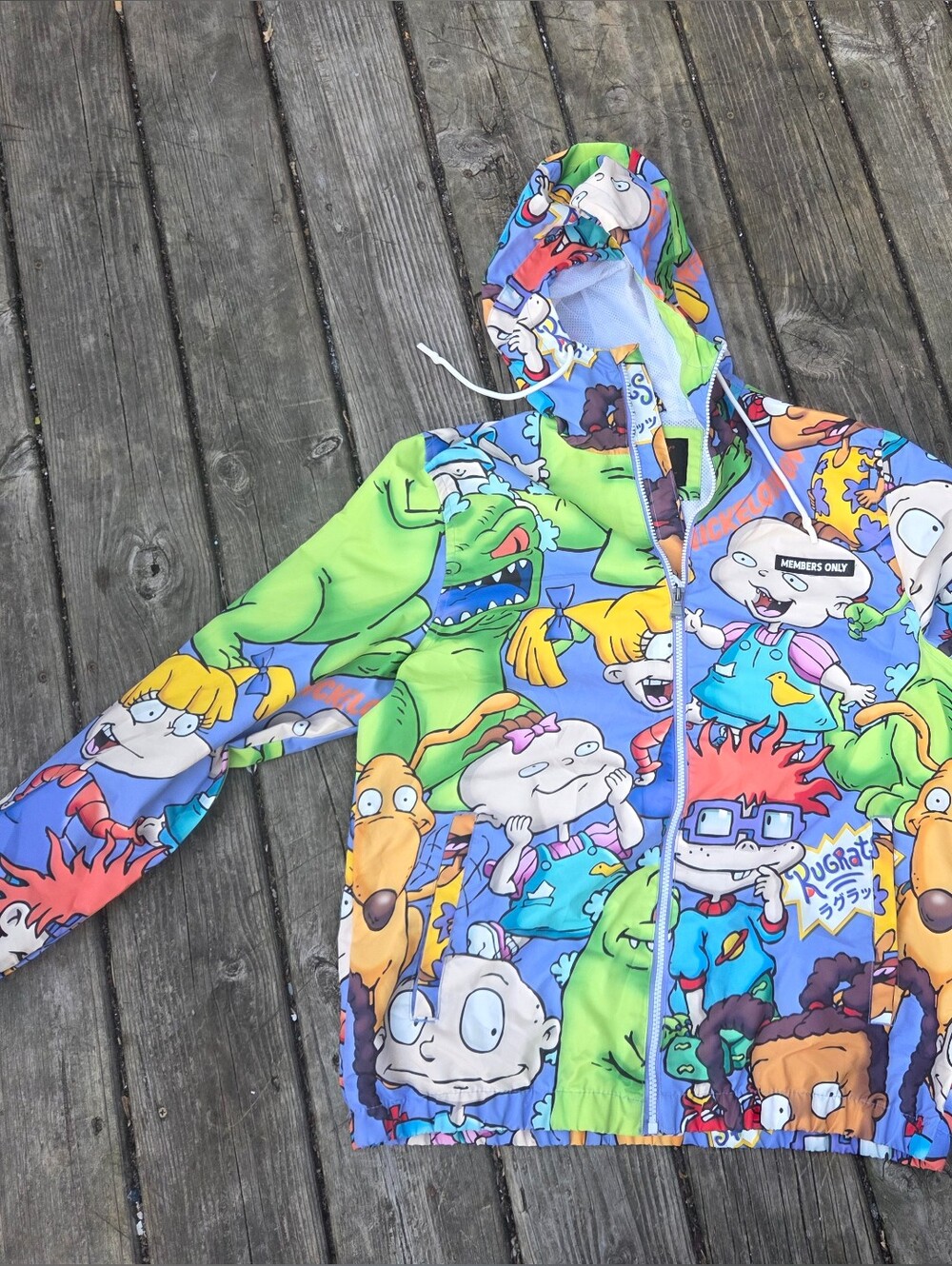 Members Only Nickelodeon Rugrats Graphic Print Hooded Full Zip Windbreaker Sz M